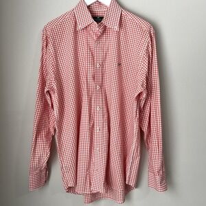 Southern Point Co The Hadley Shirt Men's Medium Button Up Checkered Orange White